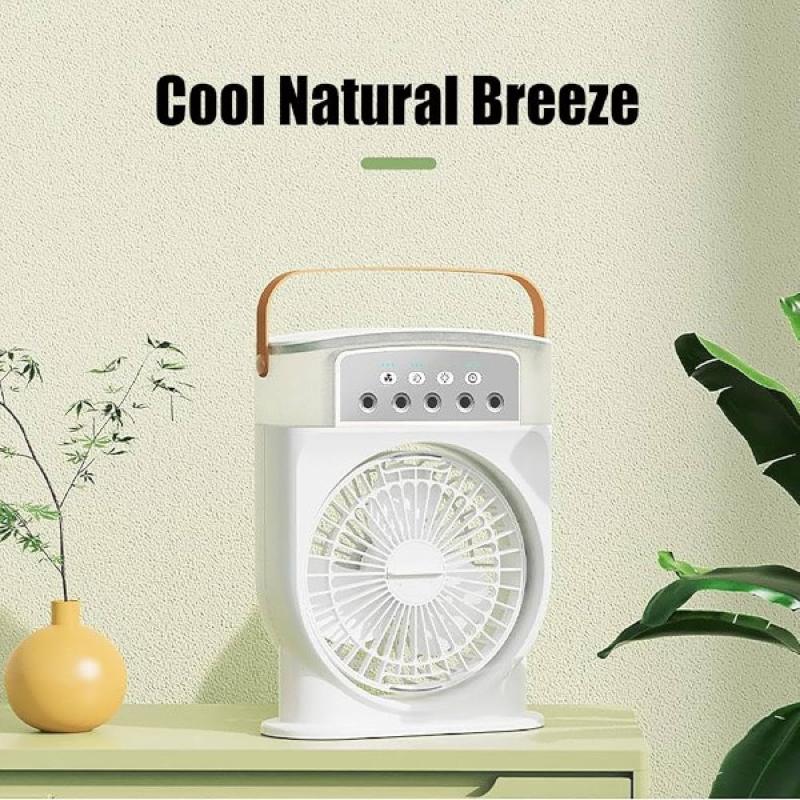 Disnie Rechargeable Mini Portable Cooling Fan – Ice Air Cooler with Spray & LED Light