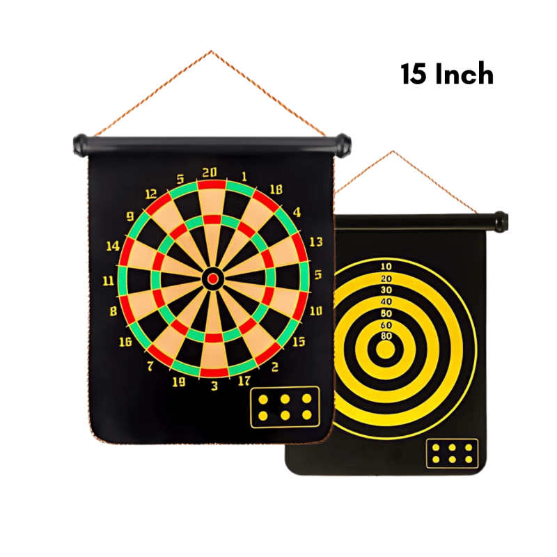 Magnetic Double-sided Dart Board – 15 Inch