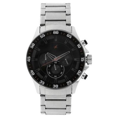 Fastrack NS3072SM04 Big Time Quartz Chronograph Black Dial Metal Strap Watch