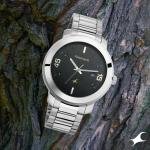 Fastrack NS3246SM02 Bare Basics Quartz Analog with Date Black Dial Stainless Steel Strap Watch