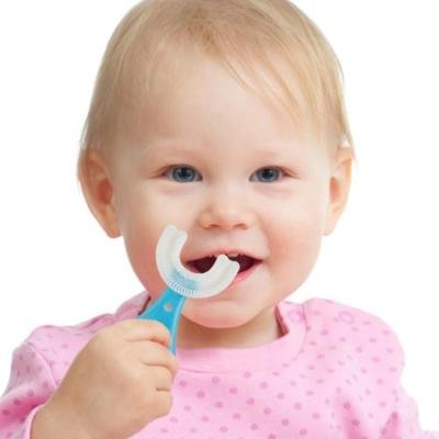 Children Toothbrush U-Shape Baby Toothbrush With Handle Silicone Oral Care Cleaning Brush For Kids Supplies