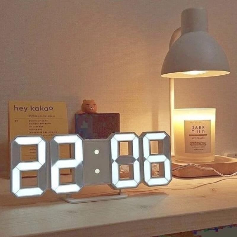 3D Digital Wall Clock  LED Table Clock Time Alarm Temperature Date Sound Control Night Light With Remote Control Clock