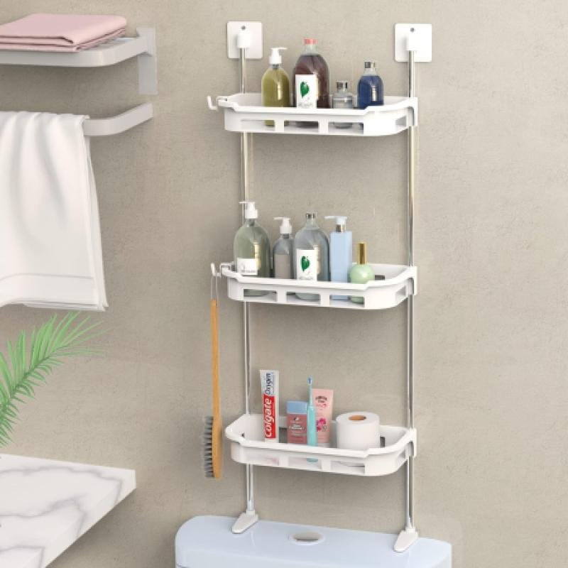 3 Tier Toilet Tank Top Storage Rack, Wall Mounted Organizer Rack, Bathroom Organizer