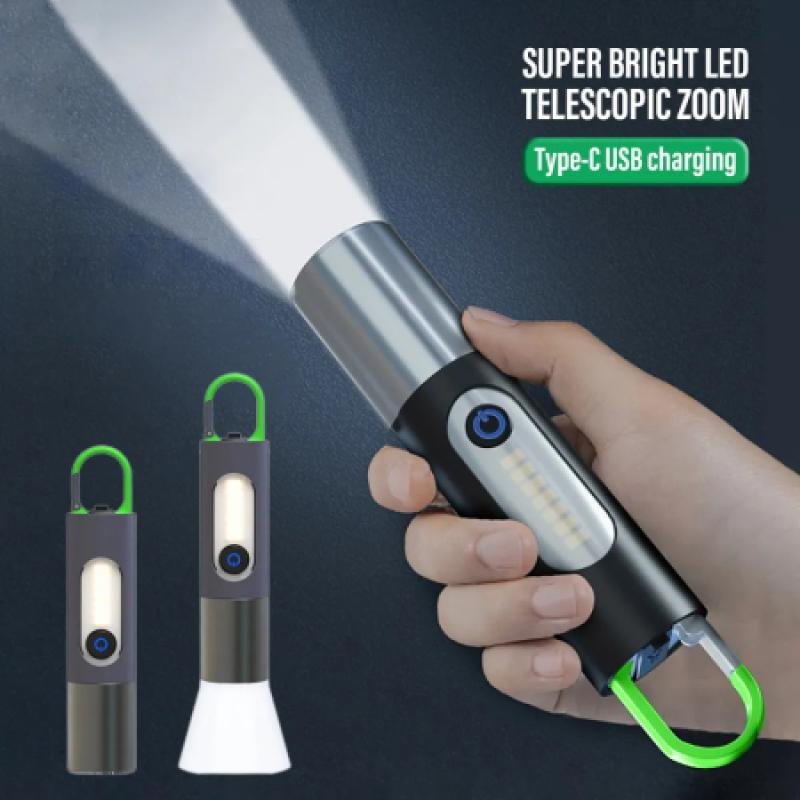 Multifunctional LED Flashlight XST-836 Work Light USB Rechargeable Camping Fishing Lantern Waterproof Zoom Torch KeyChain Lamp
