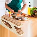 Double-Layer Egg Dispenser Automatic Roll-Down Egg Storage Rack Slide Egg Carton Refrigerator Egg Basket Kitchen Countertop Egg Holder