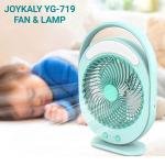JOYKALY YG-719 Rechargeable  Strong Wind Desk Fan With LED Lamp