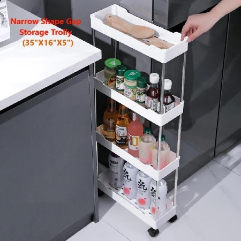 Narrow Type Multi Purpose Gap Storage  Trolly Rack Multifunctional Movable Gap Storage Cart