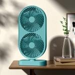 Plug and Play Double Head Desk Fan 120° Adjustable Tilt 4 Speeds Cooling Fan