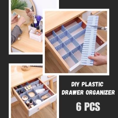 Adjustable Plastic Grid Drawer Organizer Multi-Purpose Drawer Storage Divider Adjustable Cabinet Storage  Divider 6pcs