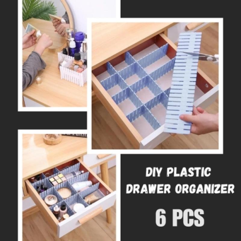 Adjustable Plastic Grid Drawer Organizer Multi-Purpose Drawer Storage Divider Adjustable Cabinet Storage  Divider 6pcs