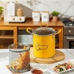 2L Multifunctional Heat-resistant Deep Fryer Strainer Basket with Anti-scalding Silicone Handle - KD093