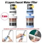 6-Layer Faucet, Water Filter, Faucet Purifier for Bathroom, Home, and Kitchen (2 pcs)
