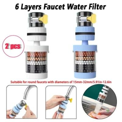 6-Layer Faucet, Water Filter, Faucet Purifier for Bathroom, Home, and Kitchen (2 pcs)