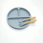 3pcs/Set Silicone Dinner Plate 3 Compartments Reinforced Suction Children's Silicone Bowl-BC022