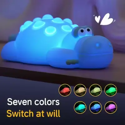 7 Color Crocodile Shape Silicone Night Light Toy for Kids