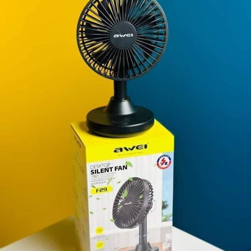 Awei F29 mini Desktop Oscillating Rechargeable fan- Black Color