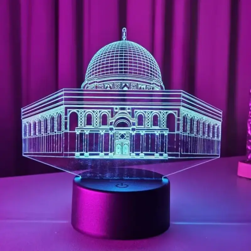 GearUP Acrylic Multicolor Night Lamp (Al-Aqsa Mosque) – White