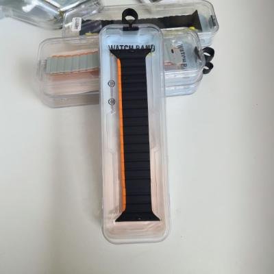 Stop Line Magnet Strap For Smart Watch- 42/44/45/49mm- Black+Orange Color