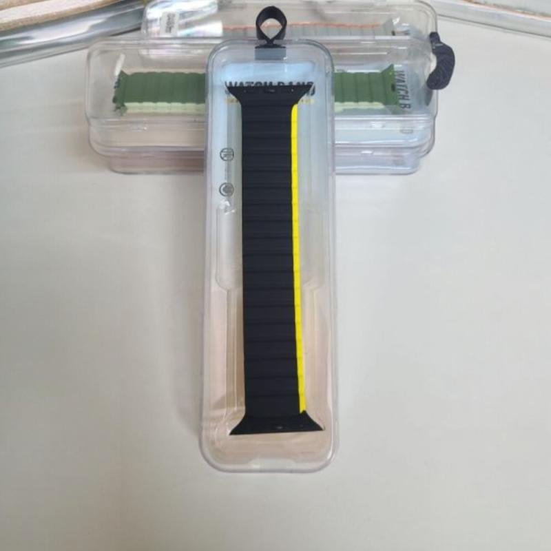 Stop Line Magnet Strap For Smart Watch- 38/40/41mm- Black +Yellow Color