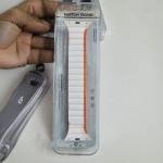 Stop Line Magnet Strap For Smart Watch- 38/40/41mm- White+Orange Color