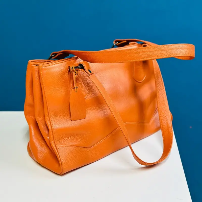 Original Leather Handbag for Women – Orange color