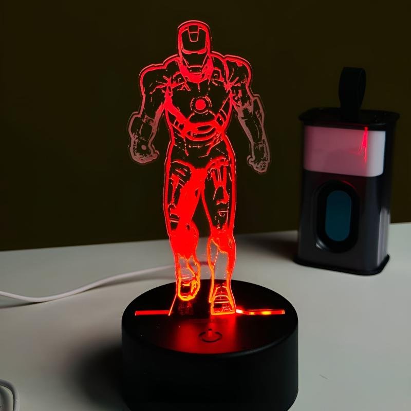 GearUP Acrylic Multicolor Night Lamp (IRON MAN) – BLACK