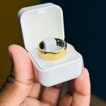 Smart Finger Ring for Fitness Tracking – With Charging Case – (Ring Size -9) – Golden