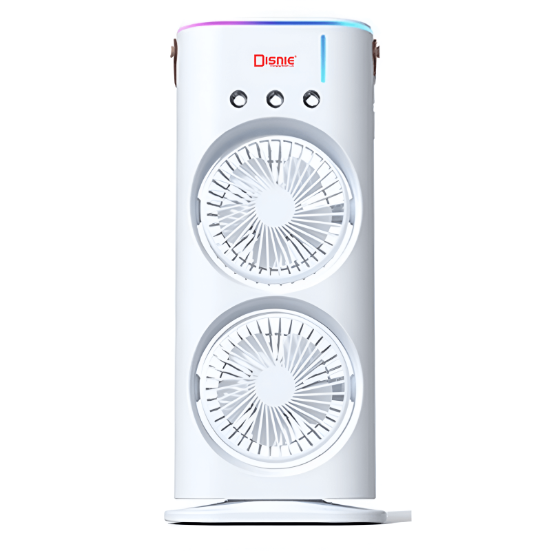 Disnie DRMF-63USB Rechargeable Double Head Portable Mini Air Cooling Mist Fan with Remote