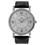 Titan Quartz Analog Silver Dial Leather Strap Watch for Men – NN1639SL03