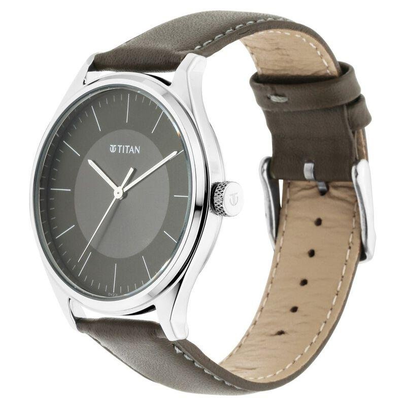 Titan Urban Edge Lustrous Olive  Dial Leather Watch (NP1802SL08)
