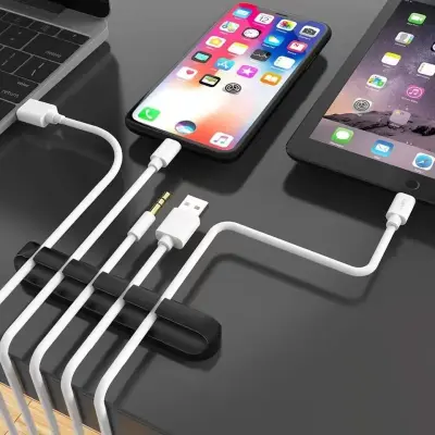 5 Hole Silicone Cable Organizer – Desktop Wire Management Clip