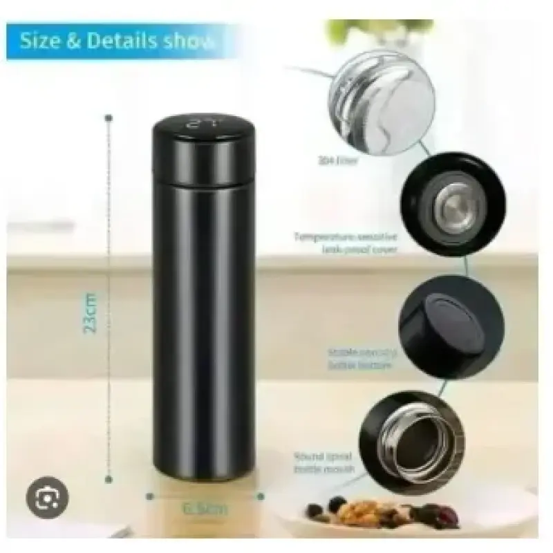 Smart Stainless Steel Water Bottle – LED Temperature Display Thermos Flask (500ml)