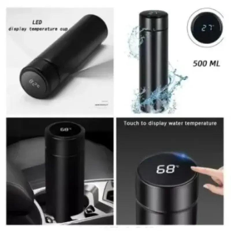 Smart Stainless Steel Water Bottle – LED Temperature Display Thermos Flask (500ml)